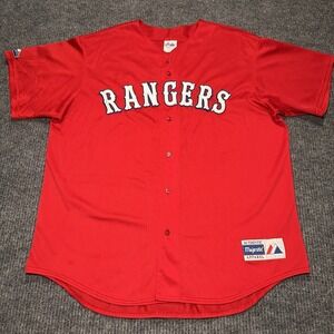 Vintage Texas Rangers Mesh Genuine Merchandise Button Up By Majestic USA Made XL